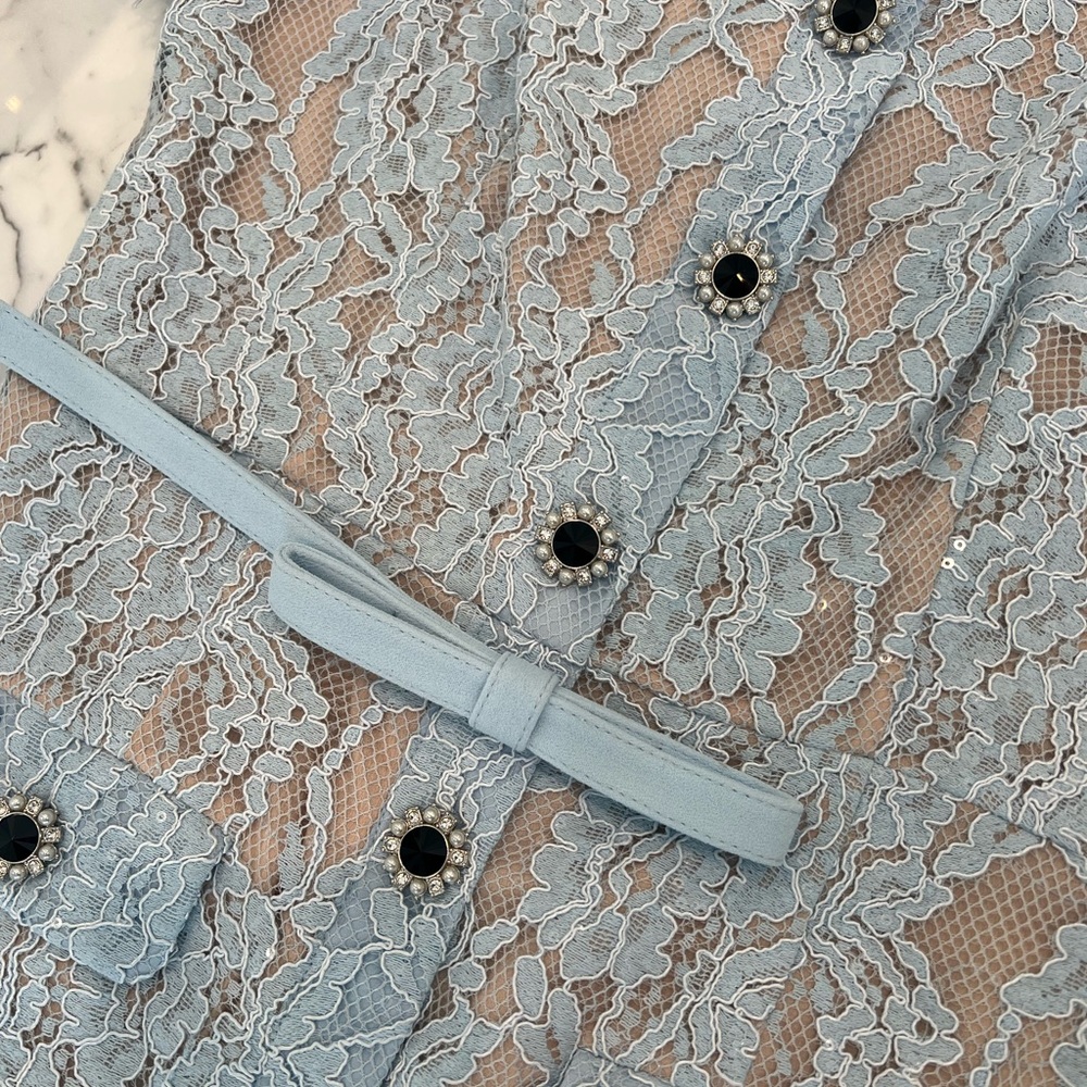 Self-Portrait Light Blue Lace Midi Dress size 8 - Picture 9 of 10